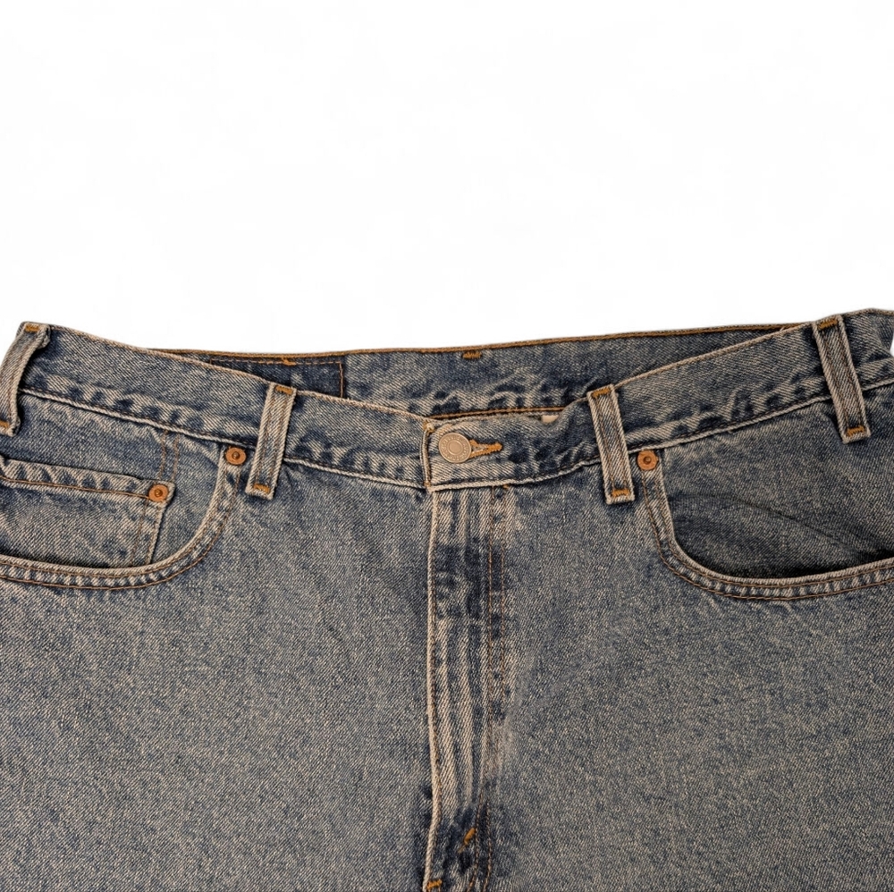 LEVIS Vintage Cotton Shorts Relaxed Longline Baggy High Waist Blue Denim - Picture 8 of 11